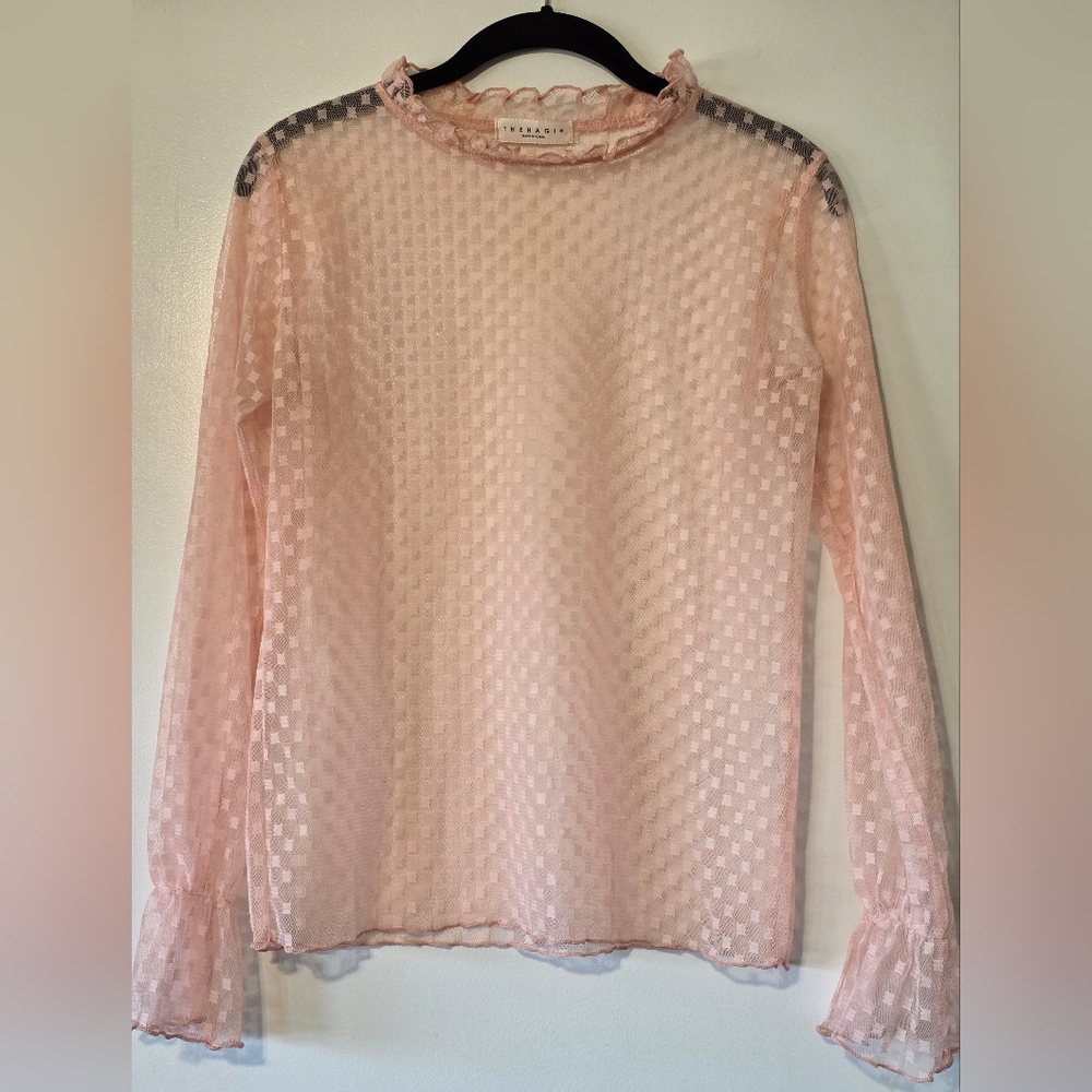 Sheer Light Pink Textured Blouse